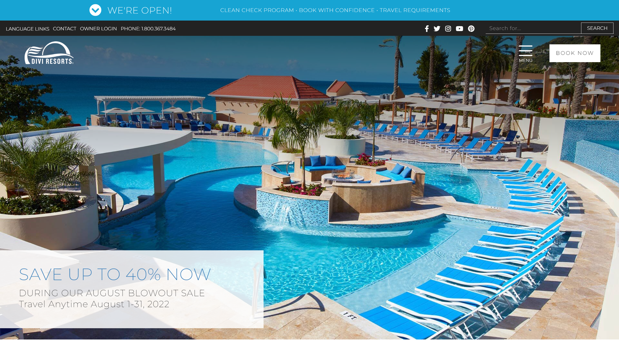 screenshot of Divi Resorts homepage