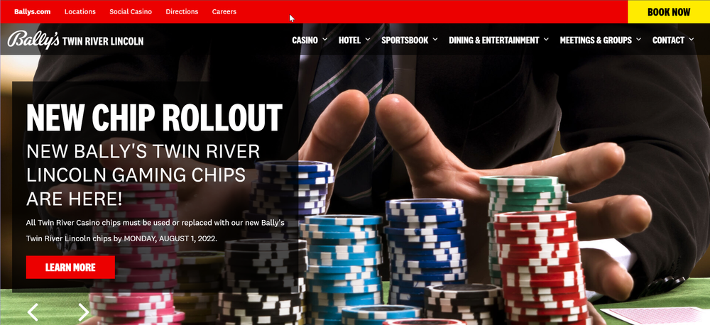 screenshot of bally's twin river lincoln website
