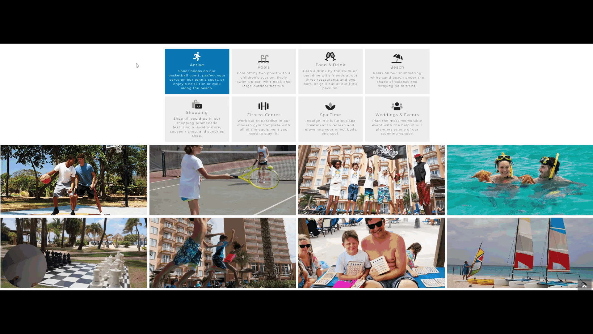 gif of divi resorts amenities widget